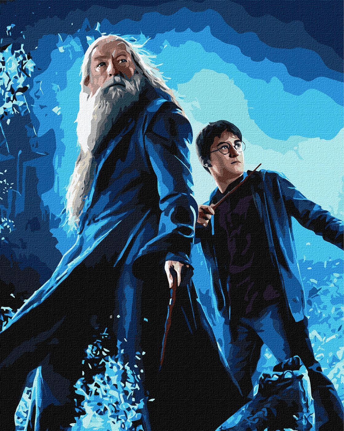 Картина за номерами "Ідейка" /KHO8739/ "Harry Potter: Гаррі та Дамблдор з фарбами металік" 40*50см