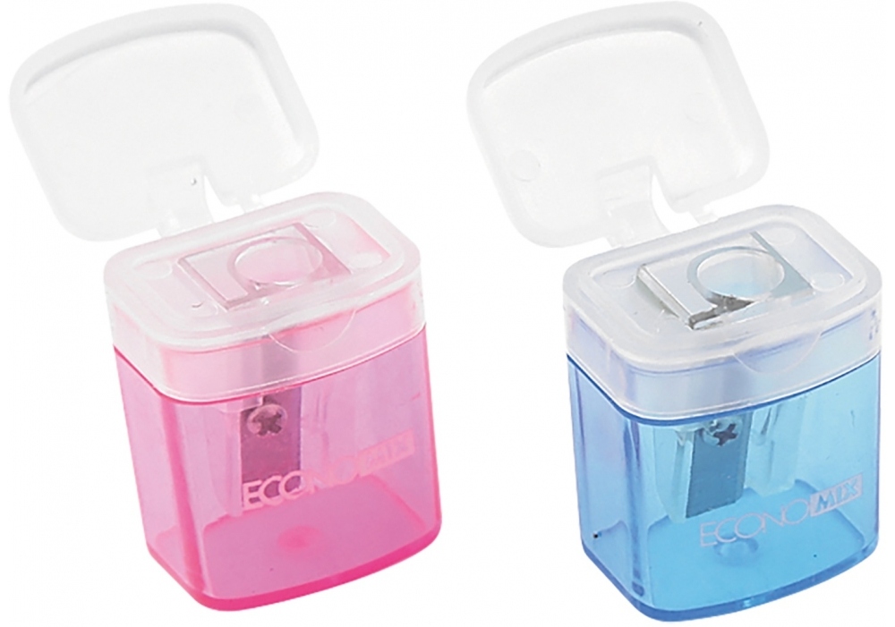 Sharpener "ECONOMIX" /E40610/ plastic for 1 blade with container (24/2160)