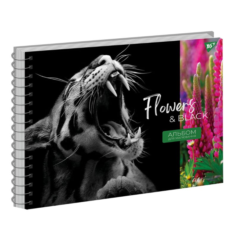 Album for drawing A4/20 sheets. "YES" /130550/ "Flowers&Black" on a spiral selected hybrid varnish, 120g/m2 (3/108)