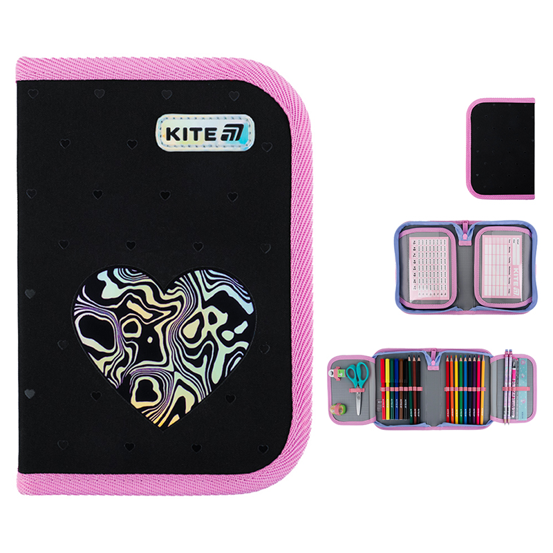 Пенал "Kite" /K25-622H-3/ 1 від., 2 відв., з наповненням 622H Love is (1/42)