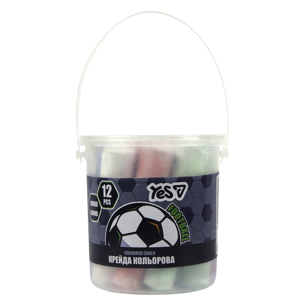 Colored chalk 12 pcs. "YES" /400565/ "Football" JUMBO, in bucket (1/24)