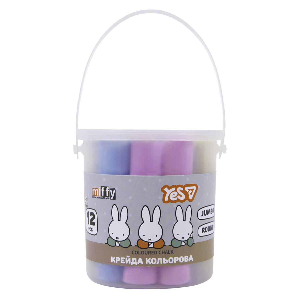 Colored chalk 12 pcs. "YES" /400566/ "Miffy" JUMBO, in bucket (1/24)