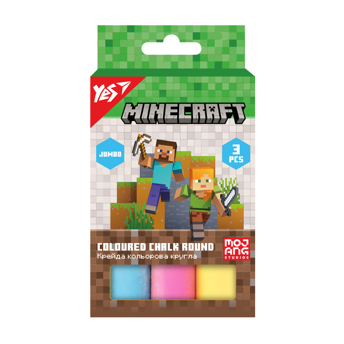 Colored chalk 3 pcs. "YES" /400552/ "Minecraft" JUMBO (1/12/120)