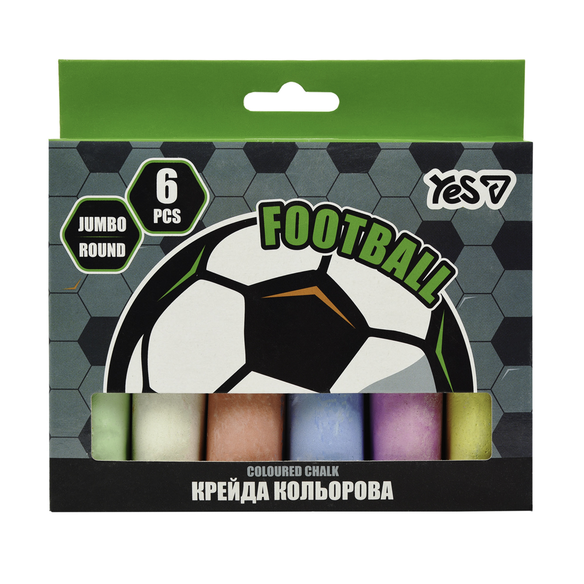 Colored chalk 6 pcs. "YES" /400569/ "Football" JUMBO (1/12/120)