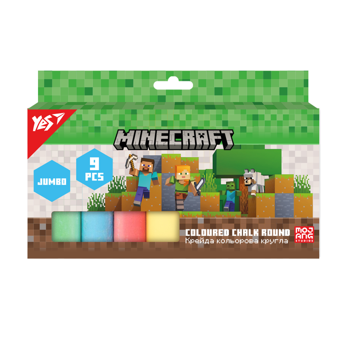 Colored chalk 9 pcs. "YES" /400561/ "Minecraft" JUMBO (1/6/48)