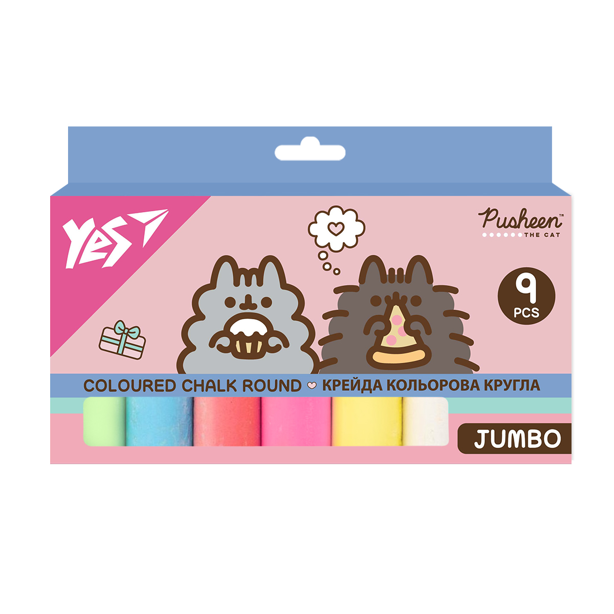 Colored chalk 9 pcs. "YES" /400562/ "Pusheen" JUMBO (1/6/48)
