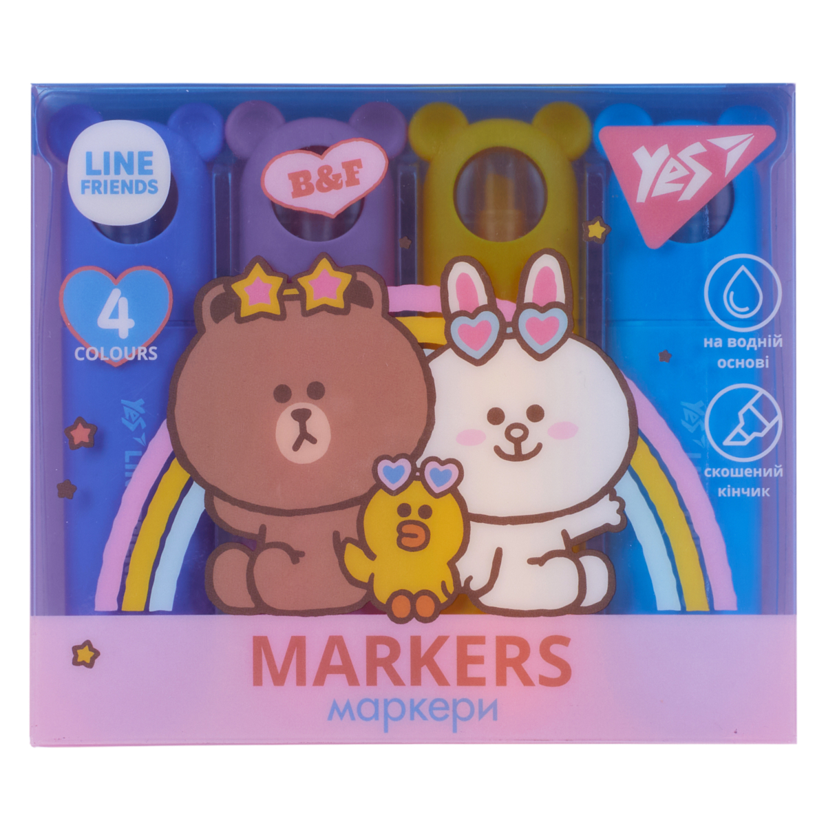 Text marker "YES" /391105/ "Line Friends" in a set, 4 pcs. (1/24/192)