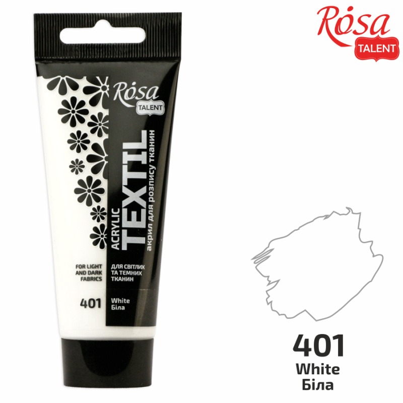 ACRYLIC for fabrics "ROSA TALENT" /01/ White, 60ml (1/4)