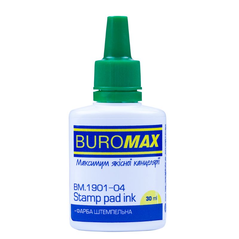 Фарба штемпельна "BuroMAX" /BM.1901-04/ 30 мл зелена (1/12/288)