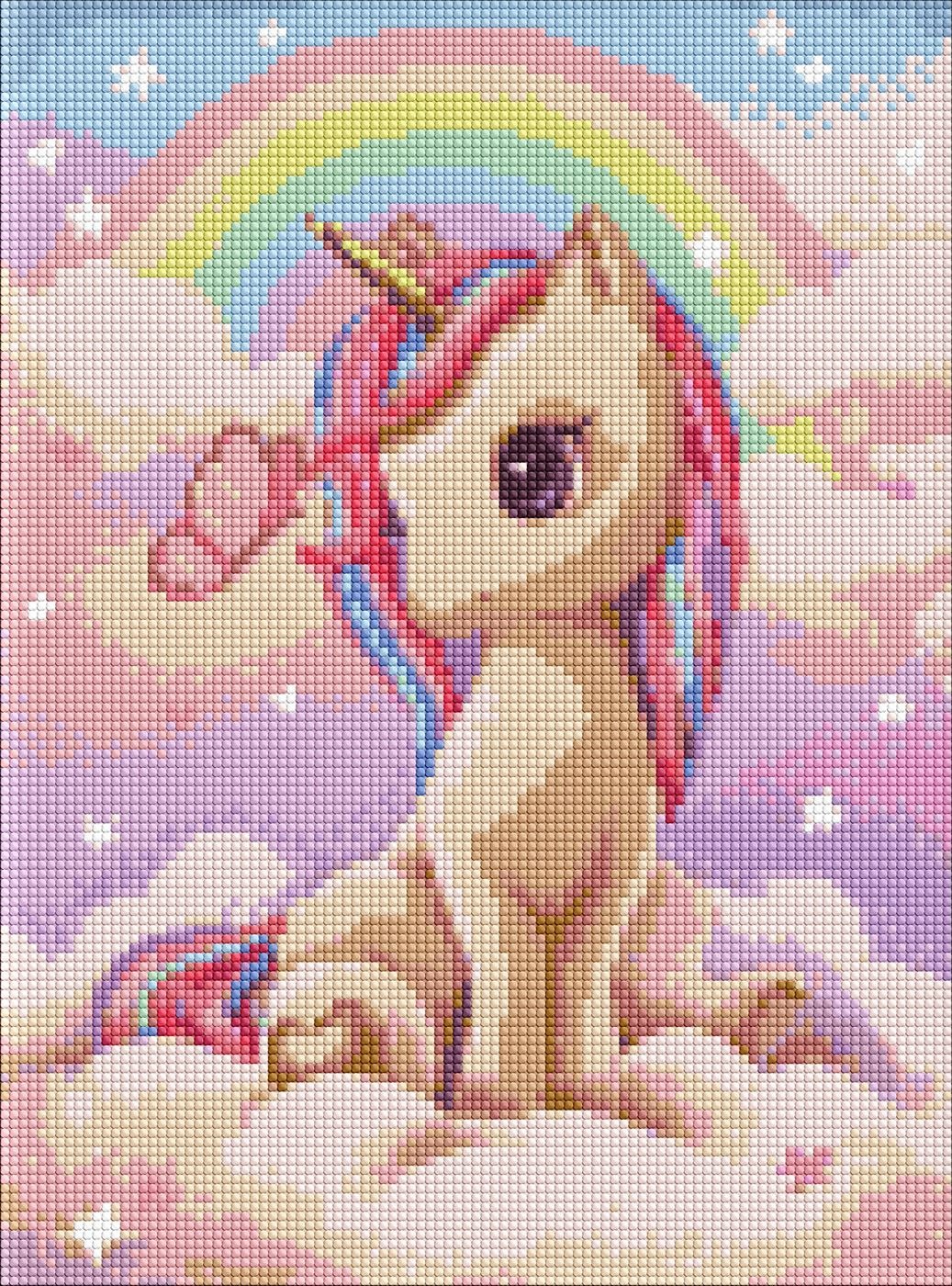 Diamond mosaic "Ideyka" /AMO7631/ "Inquisitive Unicorn" with AB rhinestones 30*40cm