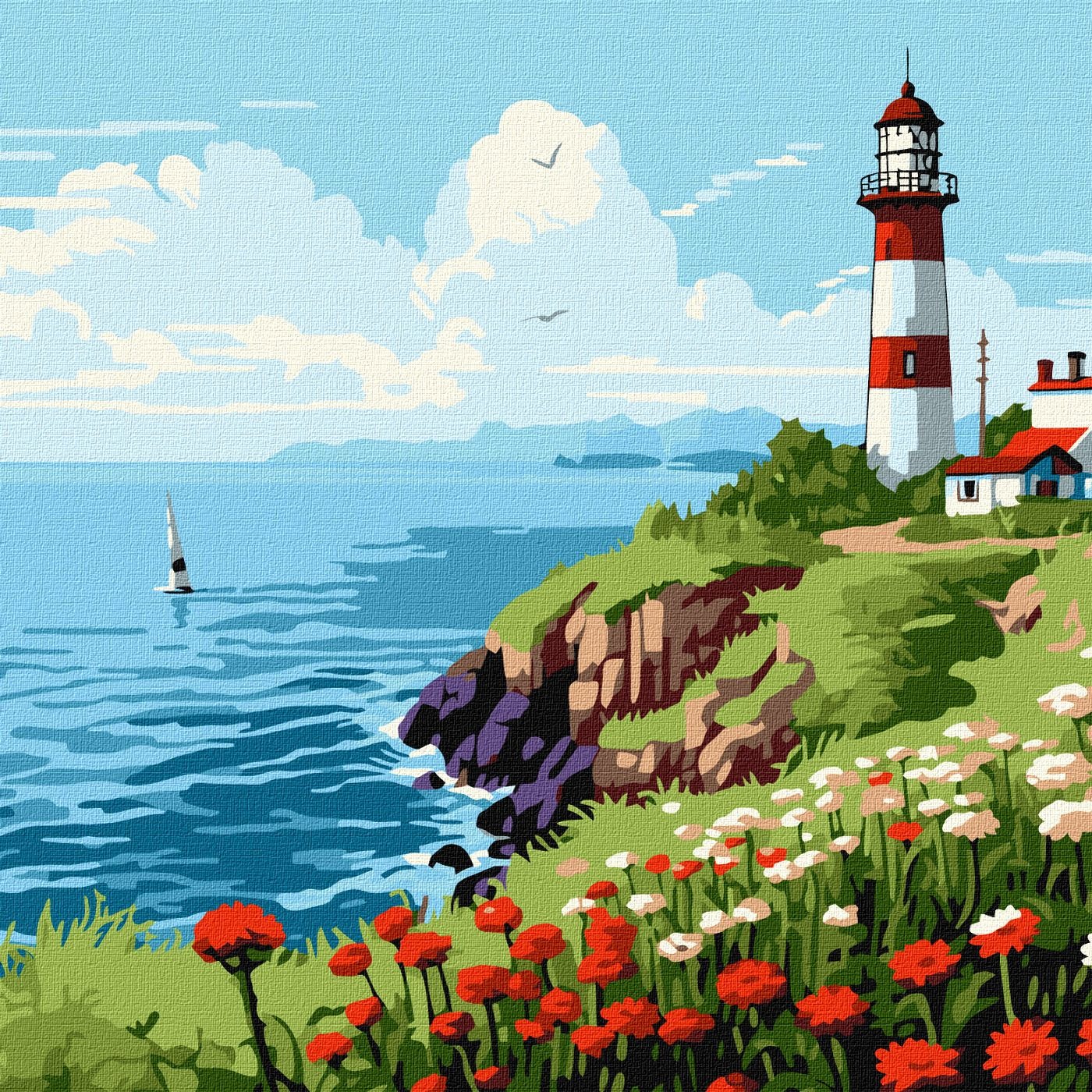 Painting by numbers "Ideyka" /KHO2788/ "Lighthouse on the horizon" 30*30cm