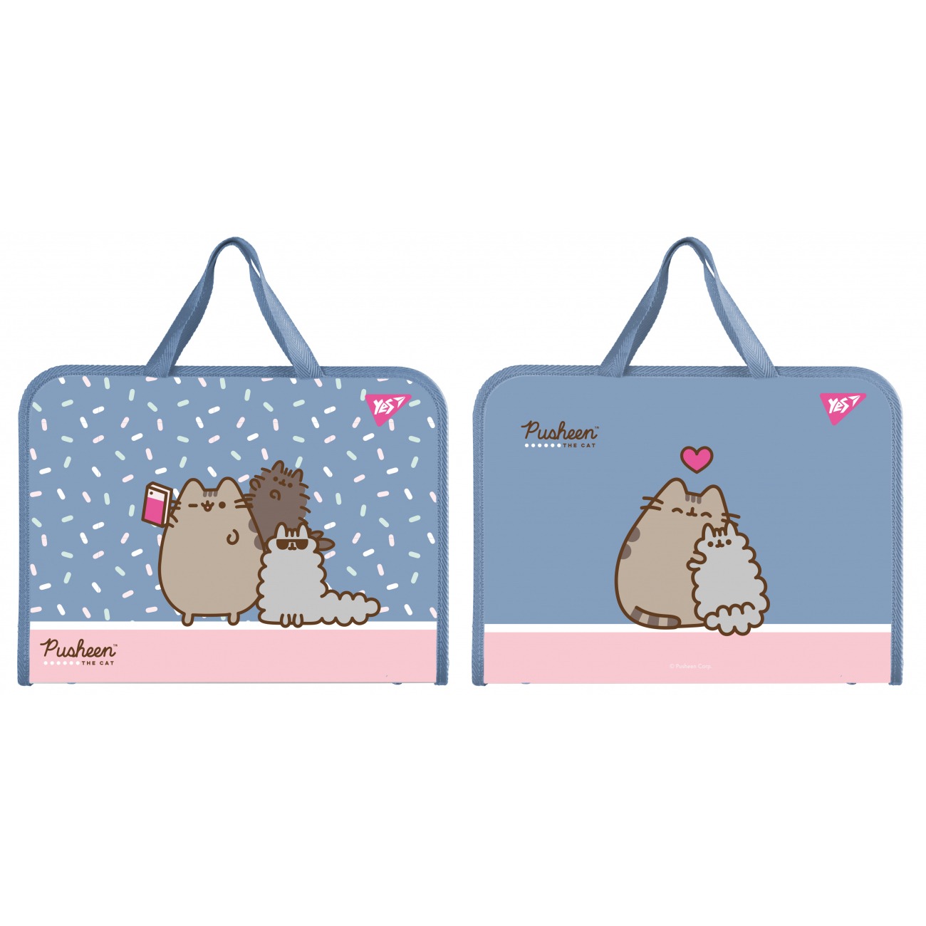 A4+ "Yes" /492316/ "Pusheen" zipped briefcase folder made of fabric. handle (1/12/48)