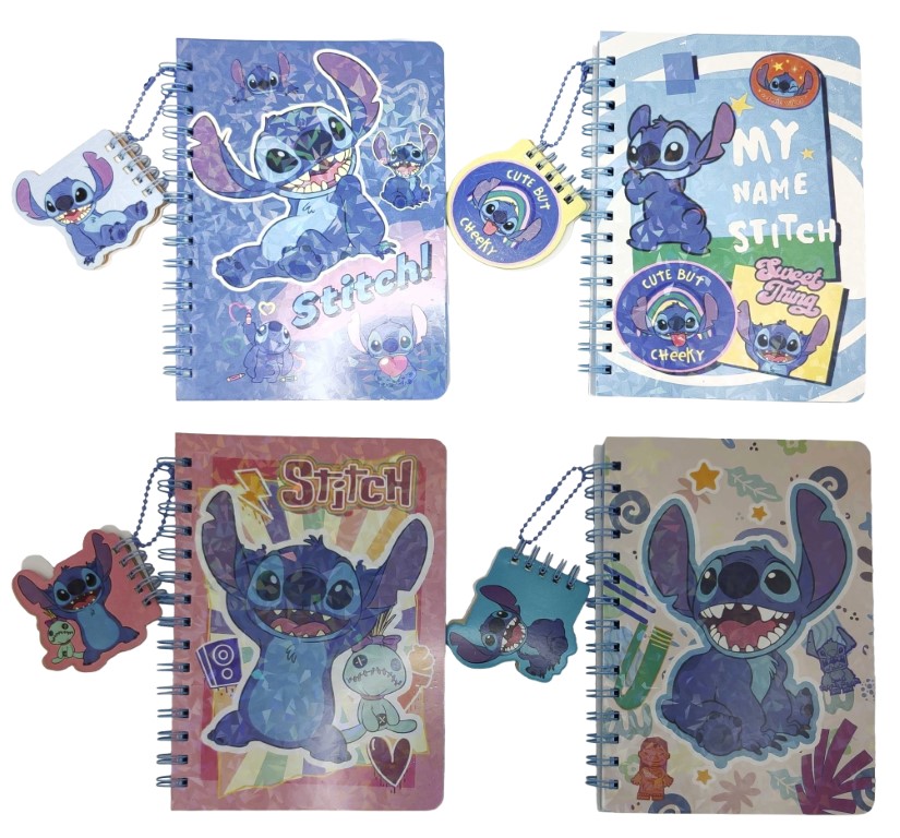 Notebook A5/70 sheets. /SC-88-2/ on a spiral with a keychain-notebook "Stitch"