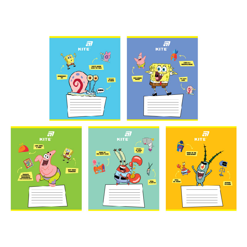 Student's notebook "Kite" 12 sheets == /SB26-234/ soft touch + UV varnish voluminous, SpongeBob SquarePants (25/600)