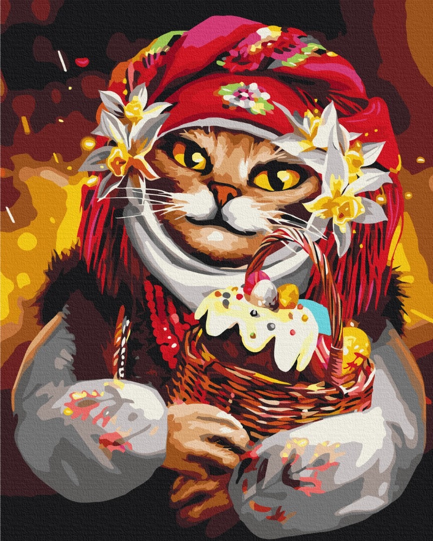 Картина за номерами "Brushme" /BS53428/ "Великодня киця" 40*50см