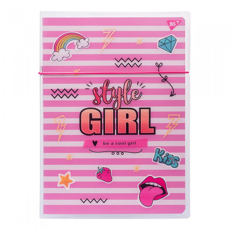 Зошит А4/48 # скоба "YES" /764429/ у пласт. папці з малюнком "STYLE GIRL PINK" (1/40)