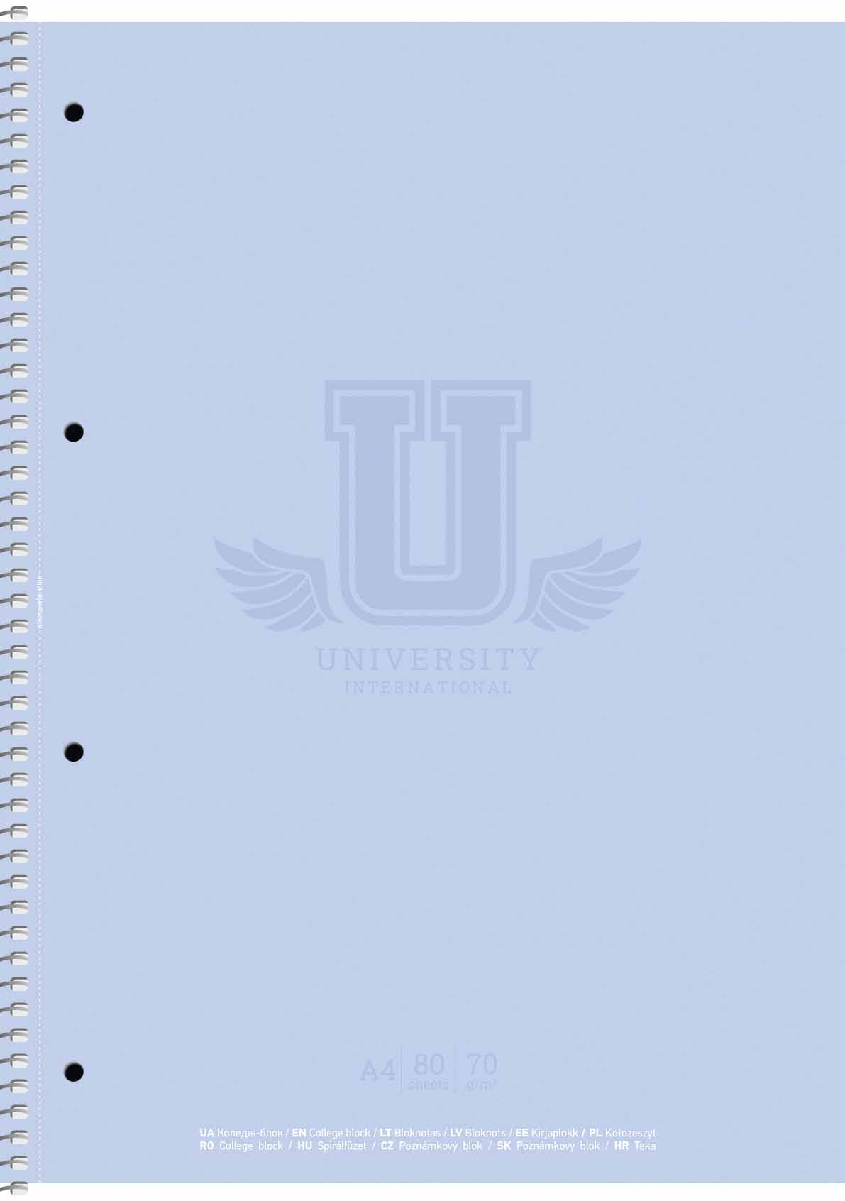 Notebook A4/80 sheets. "Student" spiral TV/connection /A4-080-6524K/ #, white block, matlam, 70g/m2 (4/40)