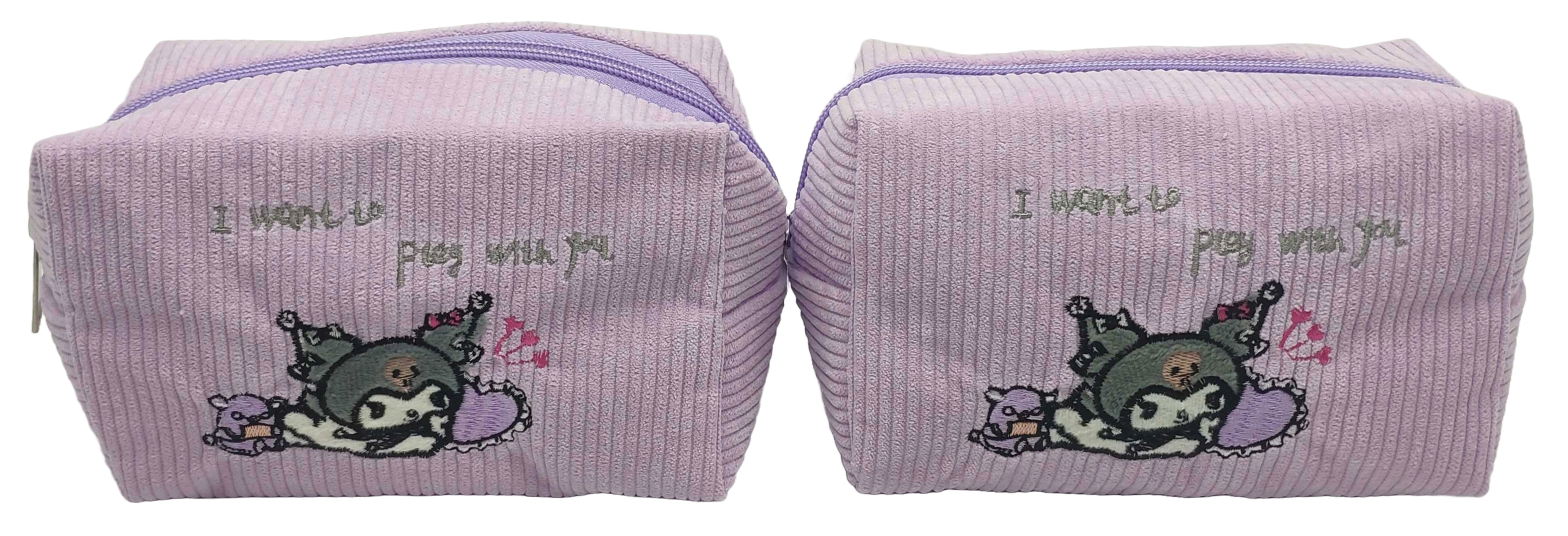 Cosmetic case /10732/ corduroy "Kuromi Kuromi" 17*10*13cm (1/12)