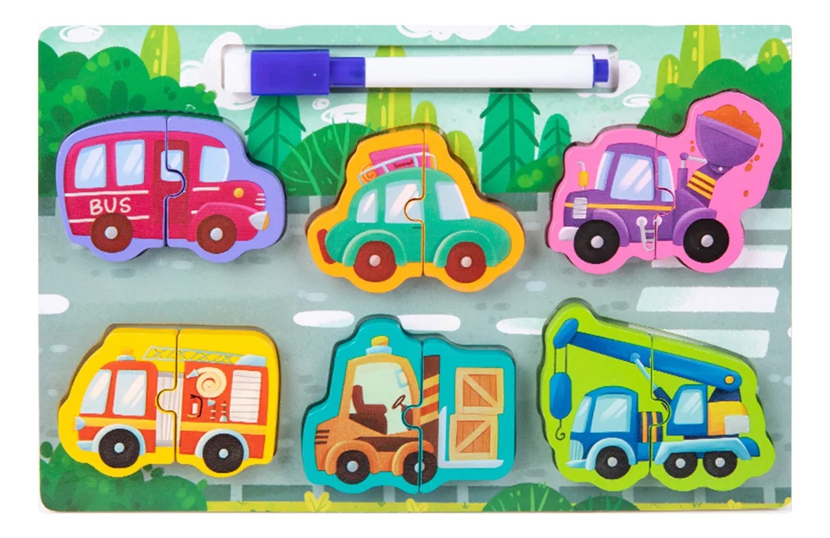 Educational game "WB" /9346/ puzzle+drawing board 15*22.5cm Cars (1/120)