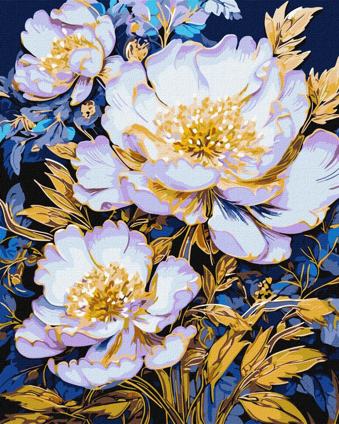 Painting by numbers "Ideyka" /KHO3259/ "Elegant flowers with extra metallic paints" 40*50 cm