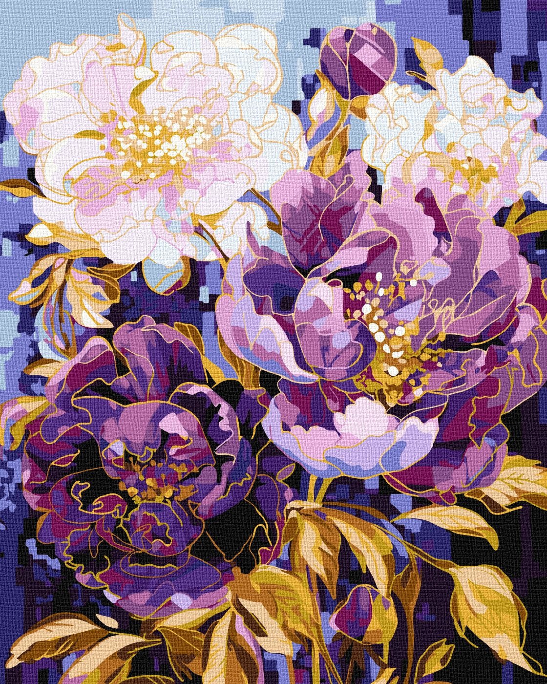 Paint by number "Ideyka" /KHO3266/ "Flower kaleidoscope with extra metallic paints" 40*50cm