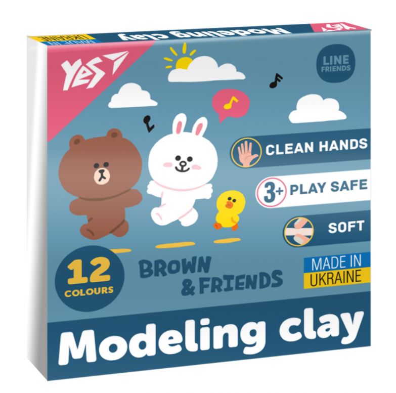 Пластилін 12 кол. 240г "Yes" /540670/ "Line Friends" (1/20)