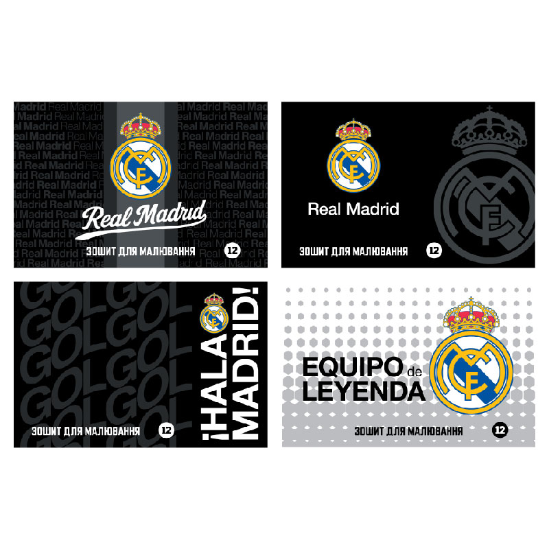 Notebook for drawing A4/12 sheets. "Kite" /RL26-241/ bracket, soft touch + UV varnish, FC Real Madrid (20/160)