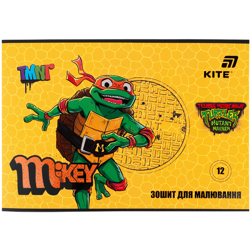 Notebook for drawing A4/12 sheets. "Kite" /NT26-241/ bracket, soft touch + UV varnish, TMNT Mutant Mayhem (20/160)
