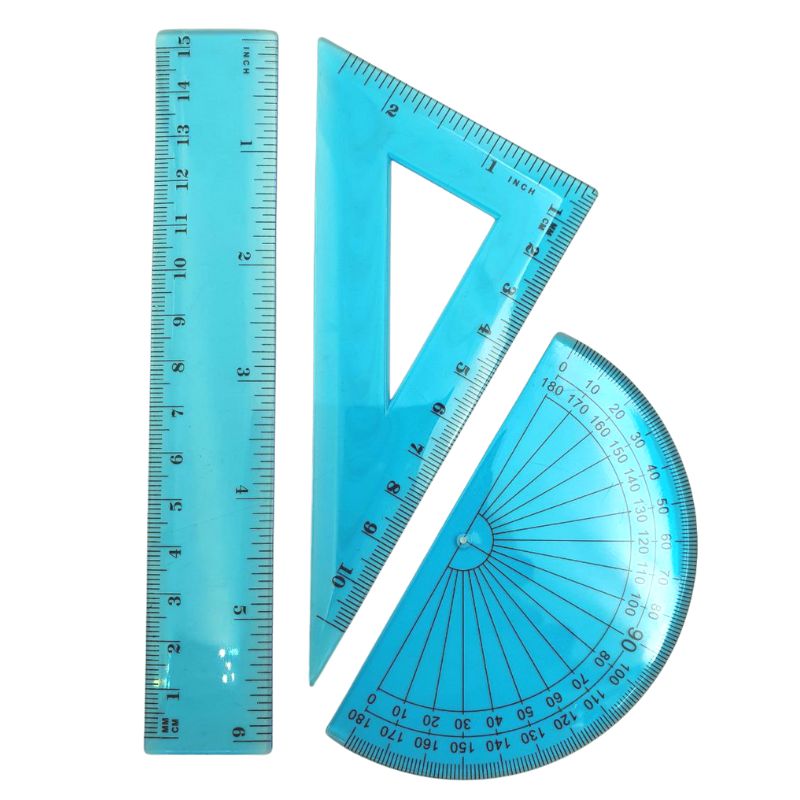 Set of rulers "Pervinok" /9-601-06/ line. 15 cm + 1 trik. + transp., blue, layer. (1/24)
