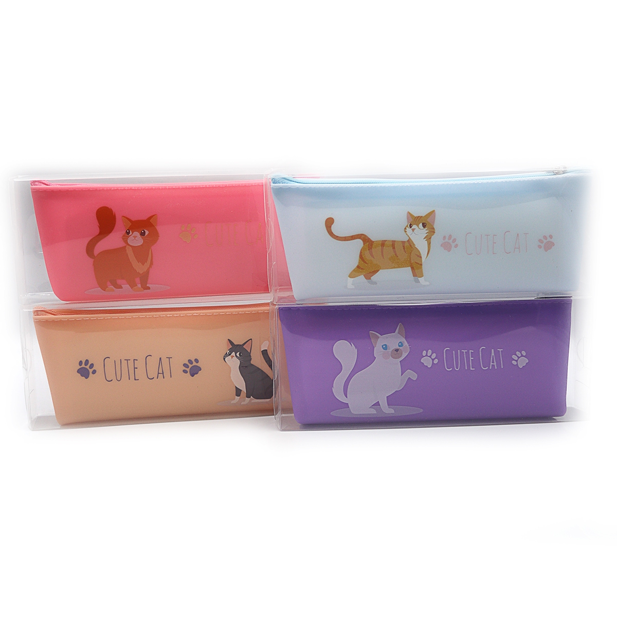 Silicone pencil case. "JO" /P805-16/ "Cute cat" 1 from.20*8*3.5cm (1/12)