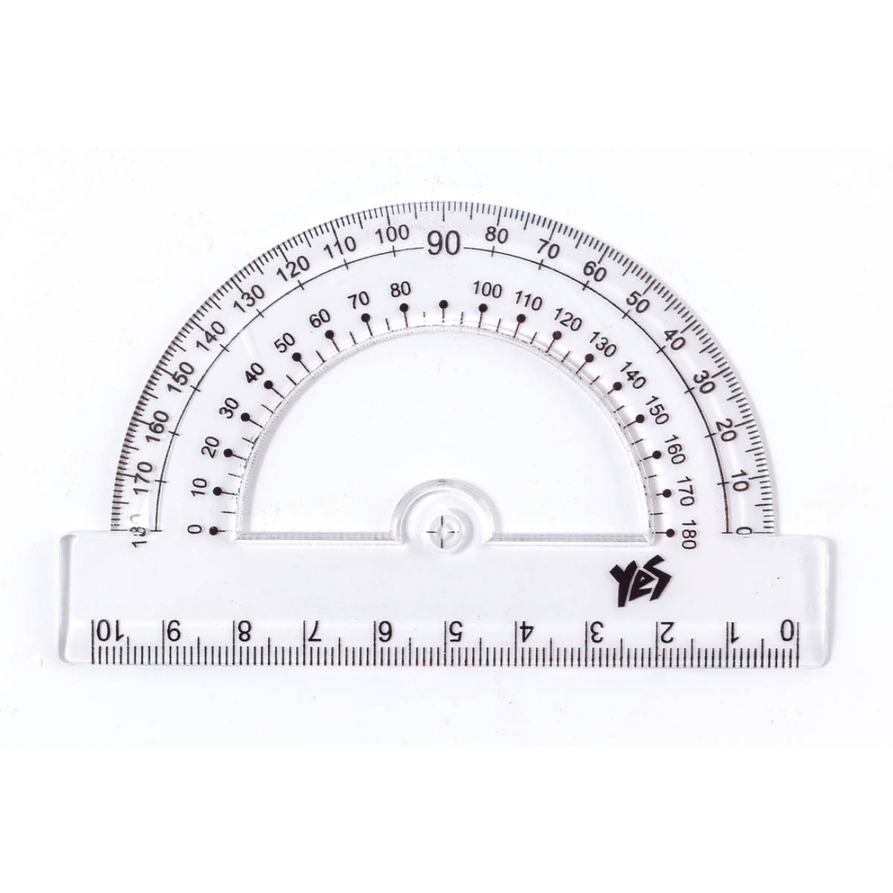 Protractor 10 cm "Yes" /370407/ with ruler, proz. (1/36/1080)
