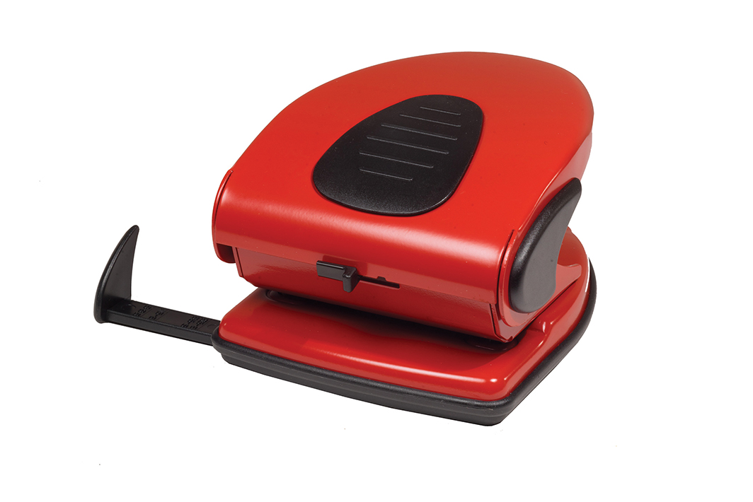 Hole punch 30 sheets. "SCHOLZ" /4314, 8cm Red metal (1/12)
