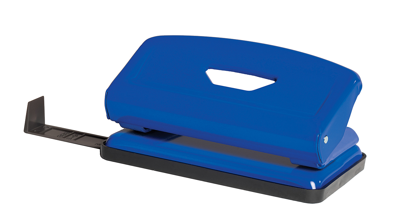 Hole punch 12 sheets. "SCHOLZ" /4316/ 8cm, Blue metal (1/24)