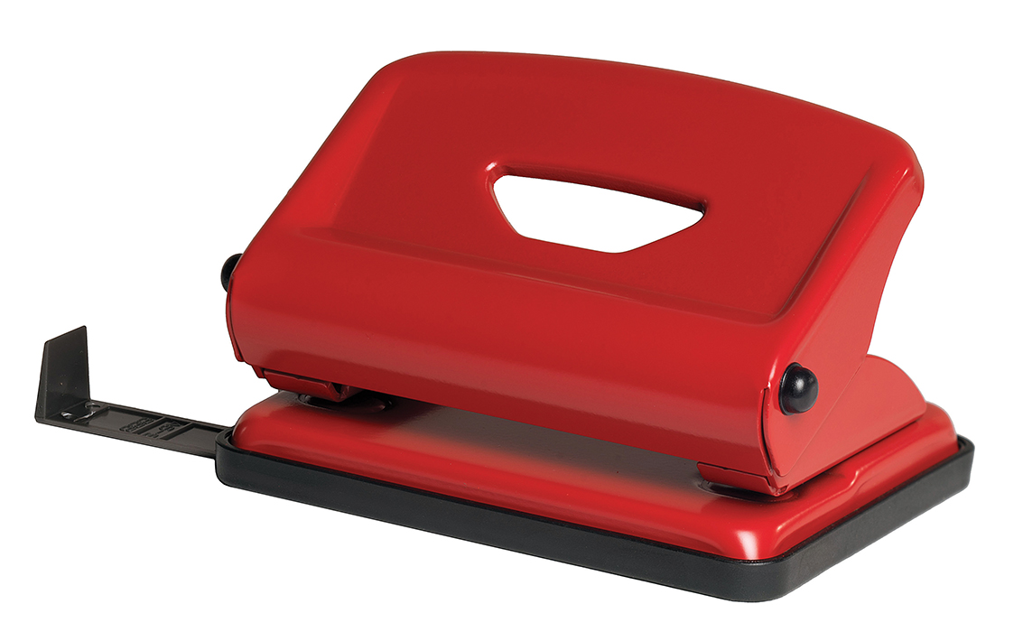 Hole punch 16 sheets. "SCHOLZ" /4317/ 8cm, Red metal (1/24)