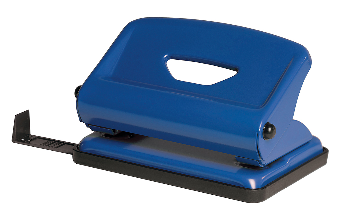 Hole punch 25 sheets. "SCHOLZ" /4318/ 8cm, Blue metal (1/12)