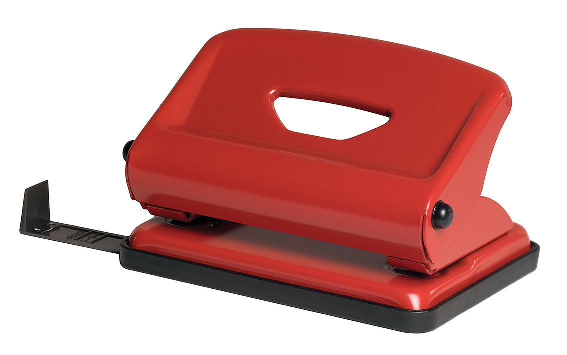 Hole punch 25 sheets. "SCHOLZ" /4318/ 8cm, Red metal (1/12)