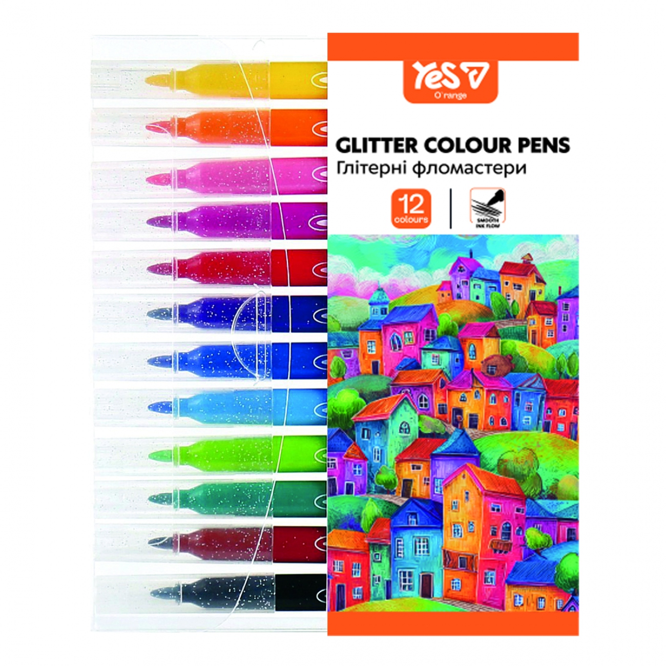 Felt-tip pens "YES" 12 pcs. /650628/ Orange Line glitter (1/12)