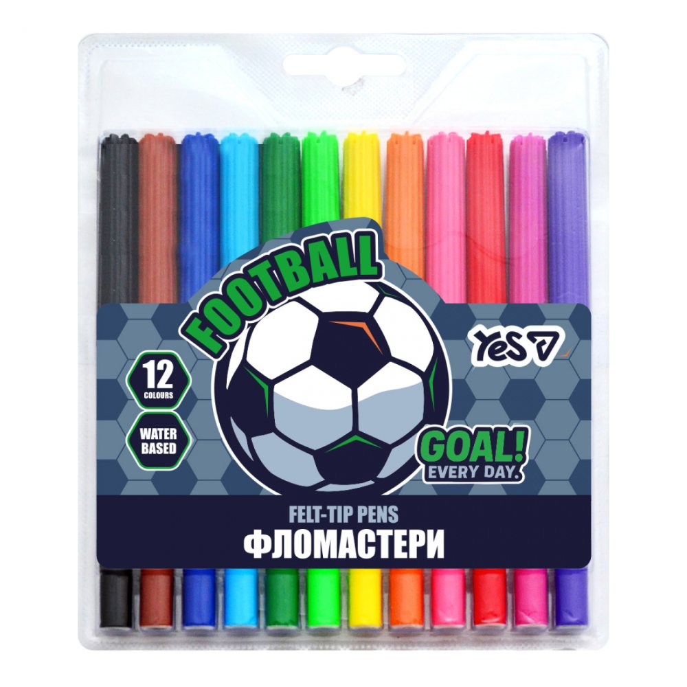 Felt-tip pens "YES" 12 pcs. /650600/ Football (1/12/192)