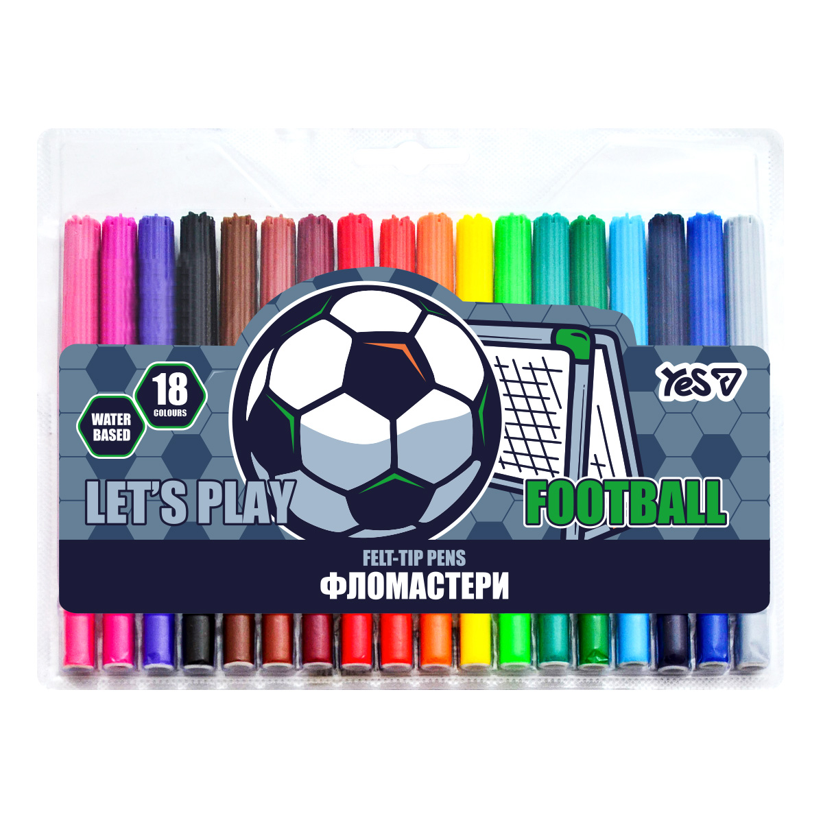 Felt-tip pens "YES" 18 pcs. /650601/ Football (1/12/144)