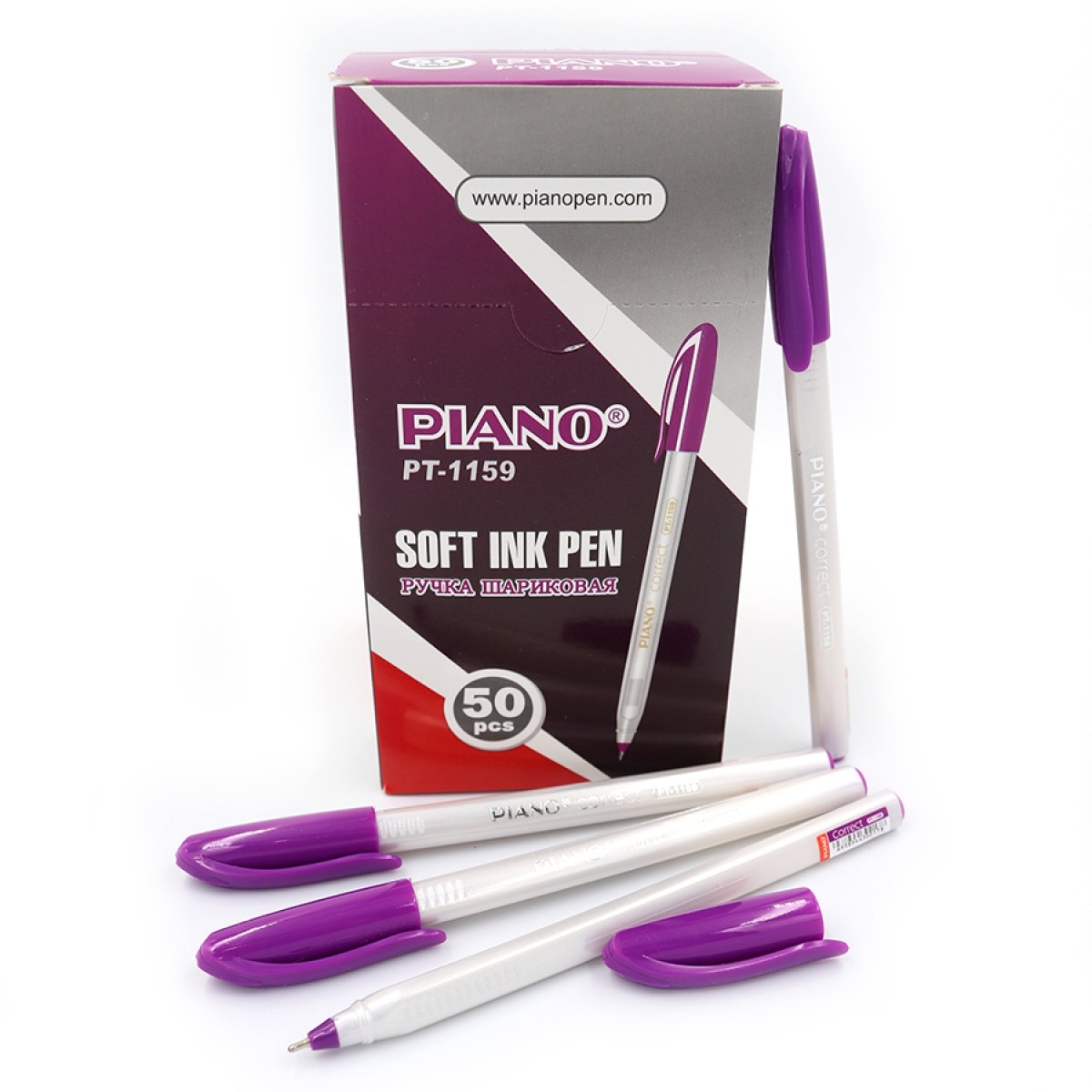 Oil pen "PIANO" /1159-PT-VI/ "Correct" 0.7mm, purple, TRIANGULAR, white body (50/2000)