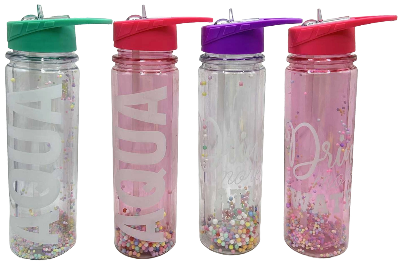 Water bottle with a tube /0397-2-LZ/ plastic "Inscriptions-balls" 550ml, mix (1/60)