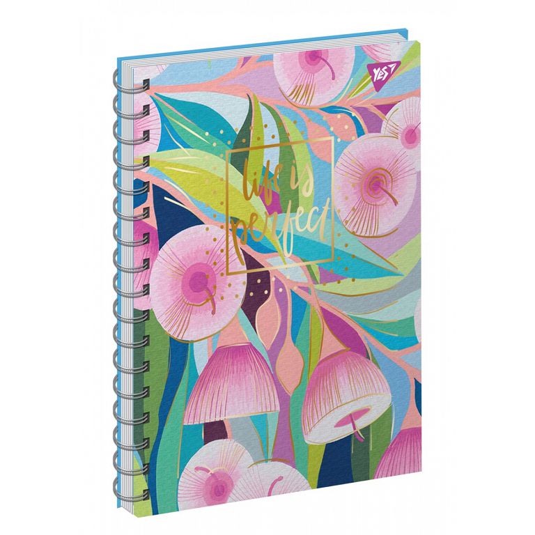 Notebook A6/64 "YES" /151624/ DOT, 7BC "Life Is Perfect" double spiral, lam.soft-touch+fol.gold. (3/60)