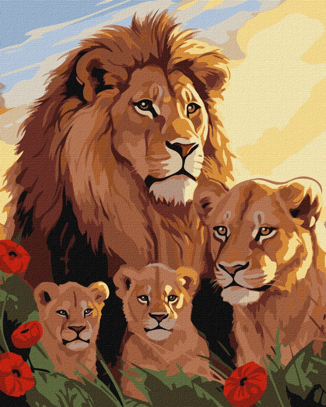 Painting by numbers "Ideyka" /KHO6575/ "Family of lions" 40*50 cm
