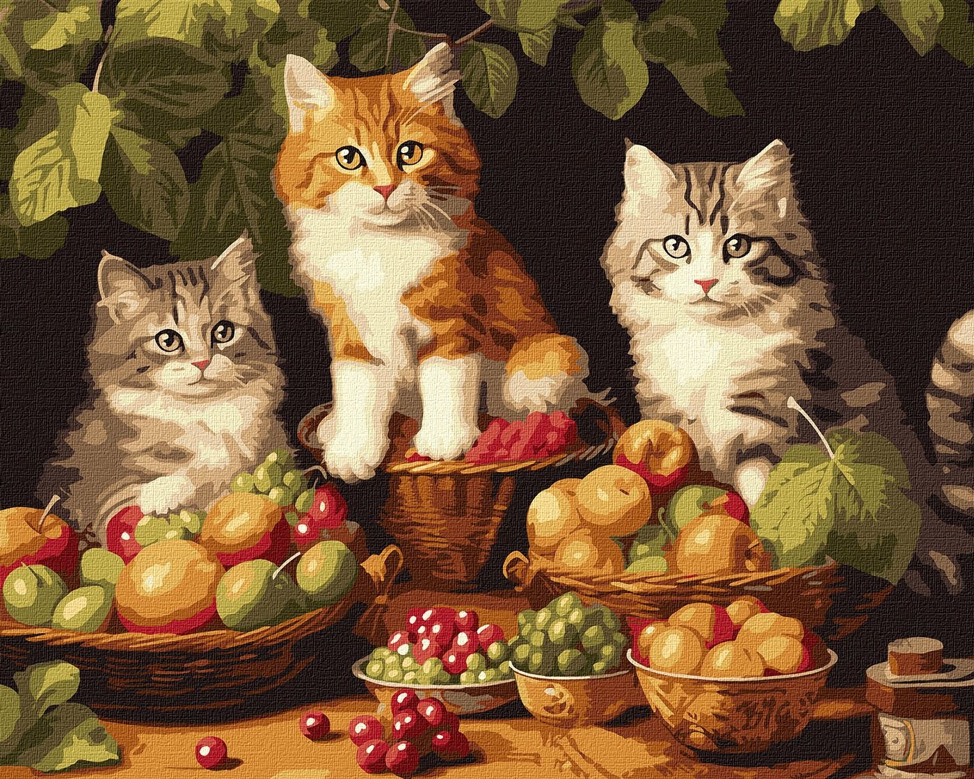 Картина за номерами "Ідейка" /KHO6586/ "Котики і фрукти" 40*50см