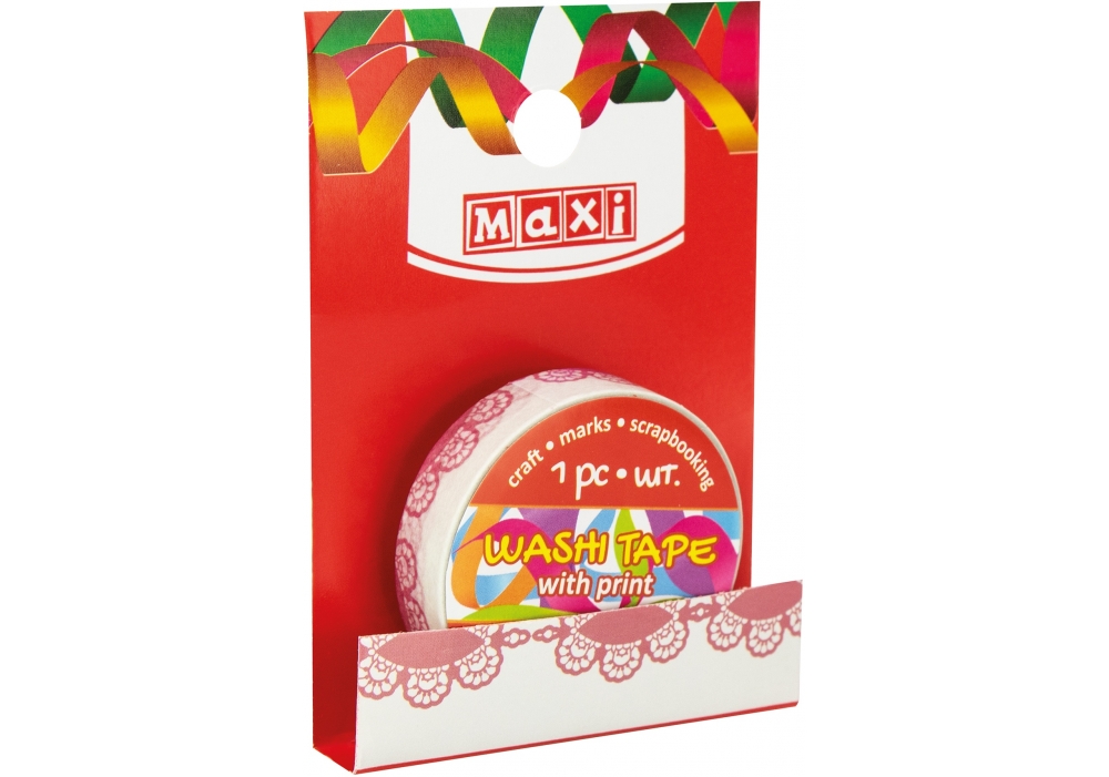 Decorative tape with print 10mm*3m "MAXI" /MX61959/ (1/20/500)