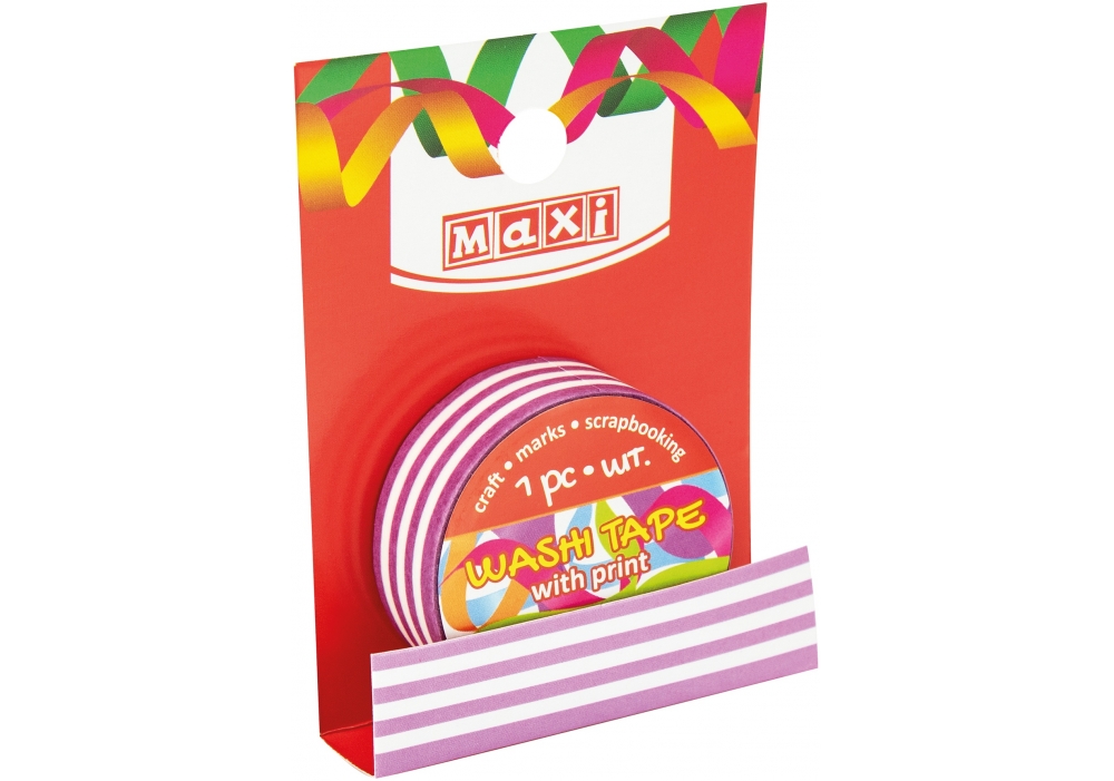 Decorative tape with print 15mm*3m "MAXI" /MX61968/ (1/20/500)