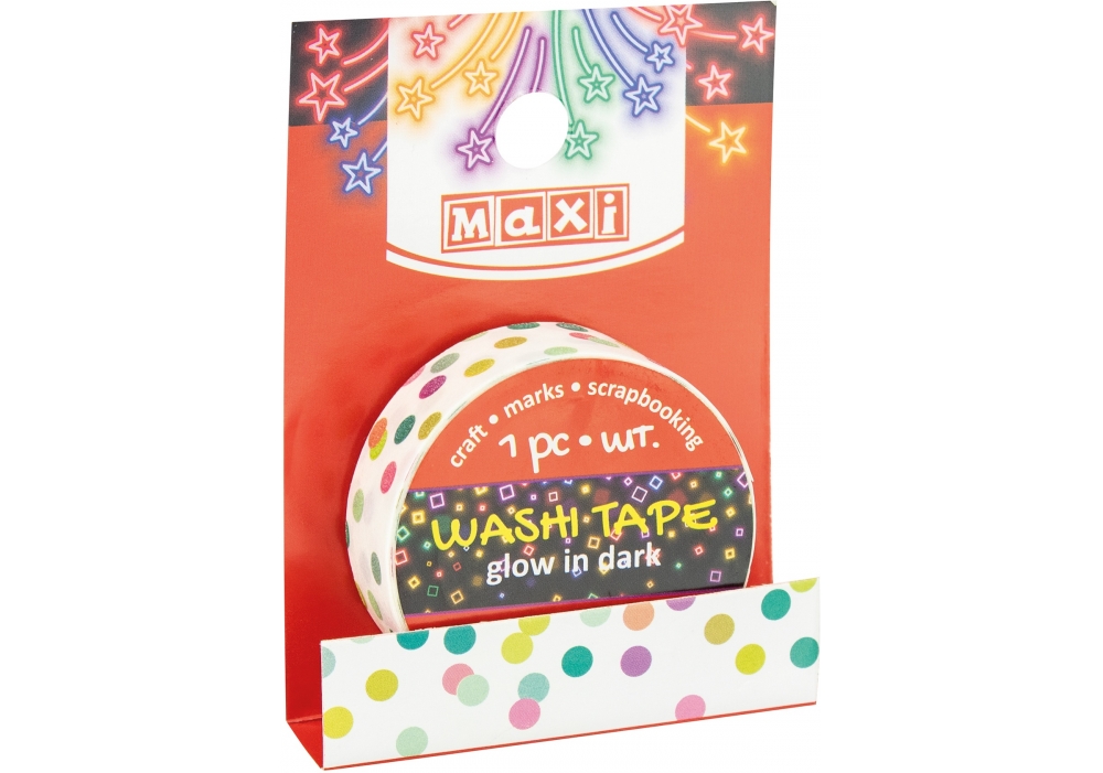 Decorative tape with print 15mm*3m "MAXI" /MX61975/ glows in the dark (1/20/500)