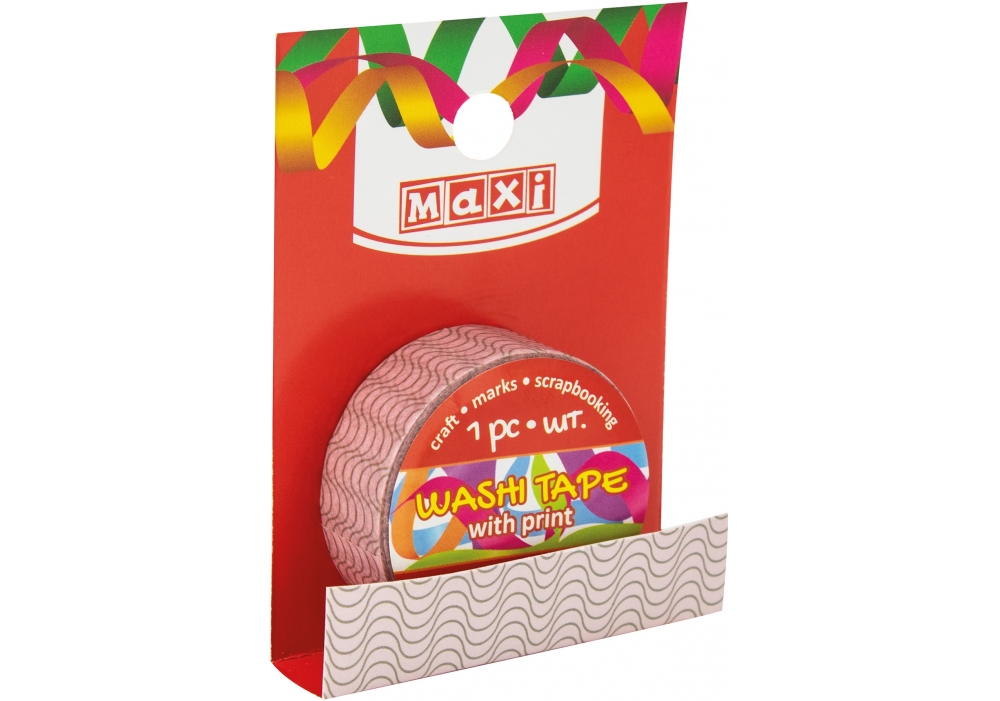 Decorative tape with print 15mm*3m "MAXI" /MX61977/ (1/20/500)