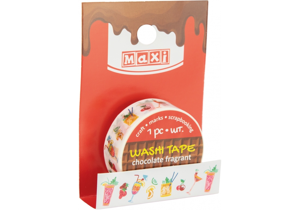 Decorative tape with print 15mm*3m "MAXI" /MX61985/ with chocolate flavor (1/20/500)