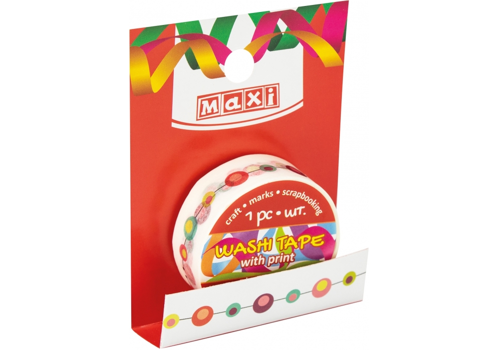Decorative tape with print 15mm*3m "MAXI" /MX61988/ (1/20/500)